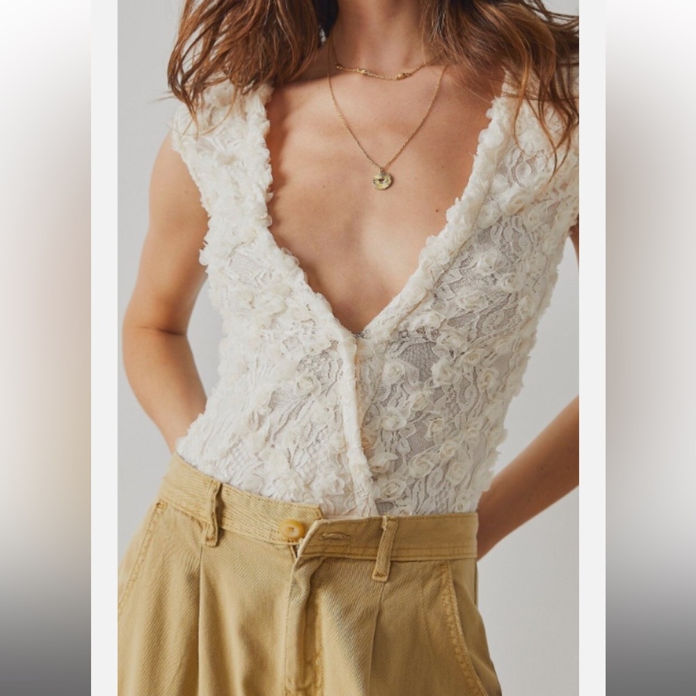 Free People Intimately “2 Hot 2 Handle” Lace Bodysuit